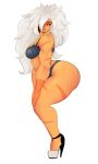  1girl alien_girl big_ass big_breasts jasper_(steven_universe) lingerie muscular muscular_female orange_skin platform_shoes seductive white_hair 