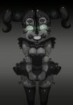 big_breasts black_and_white breasts_pressed_together five_nights_at_freddy&amp;#039;s glowing_eyes miniskirt oddrich pressed_boobs robot_girl robot_joints stockings twin_tails