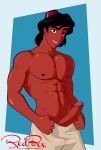 1boy 2017 abs aladdin aladdin_(series) arab_male athletic_male dark-skinned_male dark_skin disney disney_prince erection fit_male handsome_male human male male_only muscle pants penis red-box