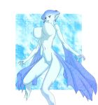  big_breasts blue_skin breasts earrings fins fish_girl floating_breasts highres jewelry large_breasts monster_girl navel no_nipples nude ocarina_of_time pointy_ears princess_ruto red_eyes solo tatsu_(ashcleef) tatsu_(pixiv842876) the_legend_of_zelda webbed_feet zora 