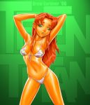  belly bikini green_eyes midriff navel red_hair solo starfire swimsuit teen_titans 