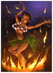  black_hair breasts dark-skinned_female dark_skin disney fernando_faria_(artist) grass_skirt hawaii hula hula_dancer lei lilo_and_stitch long_hair nani_pelekai nipples 
