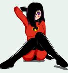  black_hair blush breasts disney long_hair purple_eyes solo the_incredibles violet_parr 