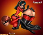 2_girls 2girls anus ass bent_over blush disney elastigirl female female_only helen_parr incest mother_&amp;_daughter mother_and_daughter no_panties pixar pussy raylude spanking the_incredibles top-down_bottom-up violet_parr wwoec yuri