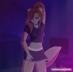  animated anthro cute_fangs dancing doja_cat eipril elisabeth_(character) elisabeth_(eipril) fluffy_tail fox furry long_hair music nude skirt solo sound underwear video webm 