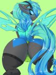  2012 ass blue_hair butt cameltoe changeling equine female friendship_is_magic hair long_hair looking_at_viewer looking_back my_little_pony panties solo stockings underwear 