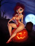 anthro beret_girl cosplay disney dog female furry goof_troop halloween high_heels jack-o&#039;-lantern navel pumpkin vampirella vampirella_(cosplay)