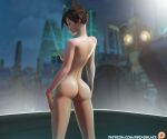 1girl 3d ass breadblack breasts brown_hair dat_ass female_only female_solo high_resolution nipples nude overwatch short_hair spiky_hair thighs tracer_(overwatch) viewed_from_behind wide_hips