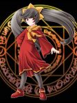 1girl ashley ashley_(warioware) black_background black_hair dress female_only hairband high_res highres long_hair lyrical_nanoha made_in_wario magic_circle nintendo pantyhose red_eyes simple_background skull solo tamamon twin_tails warioware witch