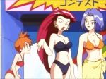  90s animated animated_gif bikini blue_hair breast_expansion breasts gif james jessie kasumi_(pokemon) misty musashi_(pokemon) official_art pokemon pokemon_(anime) red_hair swimsuit team_rocket 