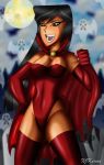 asian asian_female black_eyes black_hair boots breasts cape cartoon_network cleavage cosplay ghost gloves graveyard halloween heather_(tdi) hourglass_figure leotard long_hair marvel navel scarlet_witch shiny shiny_skin solo thick_ass thick_legs thick_thighs tombstone total_drama_island x-men x^j^kny_(artist)