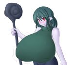  breasts cave_story doukutsu_monogatari gigantic_breasts green_hair jcdr misery misery_(cave_story) pointy_ears red_eyes short_hair 