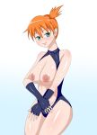  big_breasts blue_eyes breasts imorineko misty nipples orange_hair pokemon senwa solo 