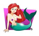 big_breasts breasts disney green_eyes mermaid pasties pinkypills princess_ariel red_hair star_pasties starfish_on_breast the_little_mermaid