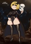 1girl blonde_hair cape cartoon_network grim_(billy_&amp;_mandy) leotard mandy_(billy_&amp;_mandy) no_nose revealing_clothes rx120 short_hair the_grim_adventures_of_billy_and_mandy