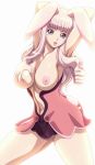 animal_ears big_breasts breast_hold breasts bunny_ears cocleusse grey_eyes high_res huge_breasts long_hair melona nipples pink_hair queen&#039;s_blade solo standing