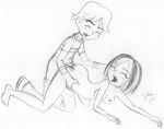 black_eyes breasts cartoon_network cody_(tdi) dyed_hair female goth gwen_(tdi) hourglass_figure navel nipples pale-skinned_female pencil_drawing thick_ass thick_legs thick_thighs toes total_drama_island two_tone_hair wasp_waist