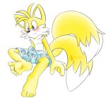  2012 5_toes blush canine clothing erection erection_under_clothes fakerface feet fox hindpaw human_feet male male_only miles_&quot;tails&quot;_prower multiple_tails pants paws penis plantigrade sega soles solo solo_male sonic_the_hedgehog_(series) tail testicles toes 