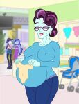 09111 abacus_cinch earrings equestria_girls glasses humanized my_little_pony:_friendship_is_magic pregnant pregnant_belly pregnant_female purple_eyes purple_hair