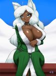 1girl animal_ears big_breasts breasts cleavage dark_skin female_only fox fox_ears furry furry_only huge_breasts solo_female speeds