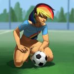  1girl bottomless friendship_is_magic kevinsano my_little_pony pussy rainbow_dash soccer_ball 