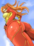  1girl ass asuka_langley_souryuu blue_eyes bombomb25 brown_hair close-up evangelion:_2.0_you_can_(not)_advance from_below high_res highres huge_ass latex latex_suit long_hair looking_at_viewer looking_down neon_genesis_evangelion one_eye_closed plugsuit pov_ass rebuild_of_evangelion shiny shiny_clothes skin_tight solo test_plugsuit tight wink 