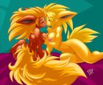  breasts character_request fluffy_tail furry kissing pokemon tagme tail yuri 
