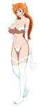 1girl blackangel014 breasts cat_ears catsuit cosplay felicia felicia_(cosplay) felicia_(darkstalkers) feline female_only full_body nami nami_(one_piece) one_piece orange_hair pervyangel solo tail transparent_background vampire_(game)