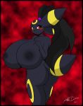  ass black_hair breasts butt chest_tuft female hair nude pokemon pokã©mon red_eyes solo tail umbreon 