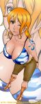 big_breasts breasts cleavage female nami nami_(one_piece) one_piece orange_eyes orange_hair solo straw_hat_pirates toontinkerer zoom_layer