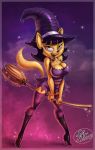  2012 anthro black_hair breasts broom cat cosplay dress fangs feline female fernando_faria_(artist) furry hat kitty_katswell looking_at_viewer magic_user skimpy solo t.u.f.f._puppy witch witch_hat 