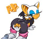 anthro ass bat bent_over blue_eyes clothing female female_masturbation female_only fingering fingering_self fingers_in_pussy hair looking_back masturbation pussy r!p rouge_the_bat sega sonic_the_hedgehog_(series) torn_clothing white_hair wings