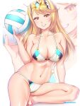  1girl 1girl alluring athletic_female bikini blonde_hair breasts etchimune female_only looking_at_viewer mythra nintendo tagme volleyball xenoblade_(series) xenoblade_chronicles_2 yellow_eyes 