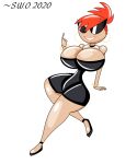  1girl cartoon_network disney dollification foster&#039;s_home_for_imaginary_friends frankie_foster huge_ass huge_breasts knick_knack navel permanent_smile pixar sunglasses sunnification superweirdman thick_thighs transformation wide_hips 