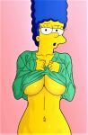 bottomless breasts evilweazel_(artist) marge_simpson no_panties shirt_lift the_simpsons 
