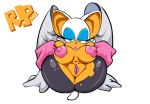 anthro areola bat big_breasts blue_eyes breasts clothing erect_nipples female female_only hair looking_at_viewer navel nipples presenting pussy r!p rouge_the_bat sega sonic_the_hedgehog_(series) torn_clothing white_hair