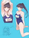  1girl 1girl bikini black_hair blush embarrassed komi-san_wa_komyushou_desu komi_shouko long_hair multiple_views swimsuit 
