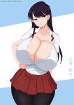  1girl 1girl big_breasts black_hair breasts huge_breasts komi-san_wa_komyushou_desu komi_shouko long_hair school_uniform 