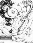  2011 aladdin_(series) big_breasts breasts disney julius_zimmerman_(artist) monochrome nude princess_jasmine pussy vaginal_insertion 