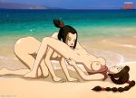  2_girls 2girls avatar:_the_last_airbender azula bbmbbf beach female/female female_only nipples nude ocean palcomix palcomix_vip pussylicking ty_lee yuri 