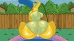  1girl 2020 alternate_body_build alternate_body_type alternate_breast_size animated blue_hair dat_ass edit female female_only gif huge_ass huge_breasts jaigoth long_hair marge_simpson milf solo solo_female the_simpsons water water_hose wet_clothes yellow_body yellow_skin 