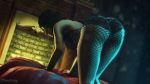  1girl 3d areola areola ass bent_over big_ass big_breasts big_breasts bioshock bioshock_infinite black_hair breasts dat_ass elizabeth fat_ass female_focus female_only fishnet fishnets gif gif gif glasses huge_ass large_ass nipples panties short_hair slendistry source_filmmaker stockings video_games 