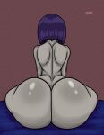  1girl ass big_ass bubble_butt dat_ass dc_comics dynamik808 female_focus female_only grey_hair nude nude_female nudity purple_hair rachel_roth raven_(dc) rear_view short_hair sitting tagme teen_titans wide_hips 