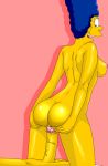  ass blue_hair breasts cum erect_penis evilweazel_(artist) insertion marge_simpson nude the_simpsons yellow_skin 