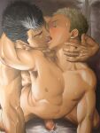  2boys bed bedroom berserk blush dilf guts_(berserk) isidro_(berserk) kissing male male/male male_only male_penetrated nude_male size_difference submissive_male veiny_arms yaoi yaoi 