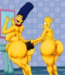 anal anus bart_simpson belly big_ass big_breasts bynshy chubby chubby_female femboy marge_simpson mother_&amp;_son the_simpsons