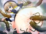  1girl ass blue_eyes bottomless brown_hair censored cum cum_in_pussy cum_inside double_penetration hair_ornament hayate_yagami insemination lyrical_nanoha mahou_shoujo_lyrical_nanoha mahou_shoujo_lyrical_nanoha_a's mahou_shoujo_lyrical_nanoha_strikers rape sex solo tears tentacle tentacles vaginal x_hair_ornament yagami_hayate yuki_tomoshi 