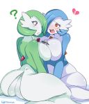  2girls breasts female_pokemon gardevoir huge_breasts lightsource pokemon pokemon_rse shiny_pokemon symmetrical_docking yuri 