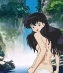  1girl higurashi_kagome inuyasha kagome_higurashi mole_(artist) nude panties solo tagme undressing waterfall 