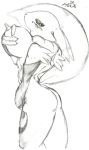 1_anthro 1_female 1_female_anthro 3_fingers anthro anthro_canine anthro_fox anthro_vixen arm_warmers big_breasts breast_grab breasts canine detached_sleeves digimon erect_nipples female female_anthro female_anthro_fox female_renamon fox fur furry hw_(artist) monochrome nipples raised_tail renamon sketch solo standing tail toei_animation vixen white_fur yin_yang